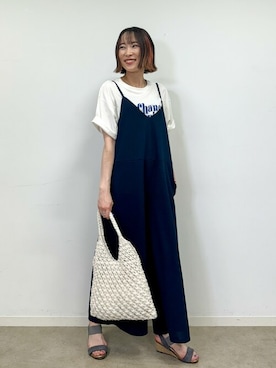 「SHOO・LA・RUE（シューラルー）のアイテム（オールインワン・サロペット）」を使った、chikaさん（レディース・160cm）の夏コーディネート