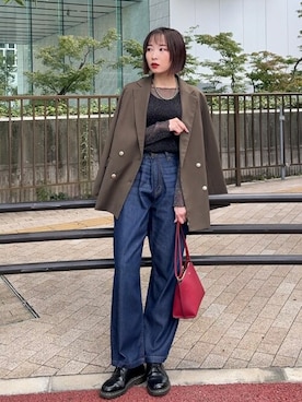 「DRESKIP（ドレスキップ）のアイテム（テーラードジャケット）」を使った、chikaさん（レディース・160cm）の秋コーディネート