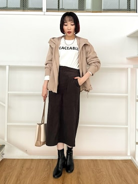 「シンプル・ベーシック」｜「アイテム（ブルゾン）」を使った、chikaさん（レディース・160cm）の秋コーディネート