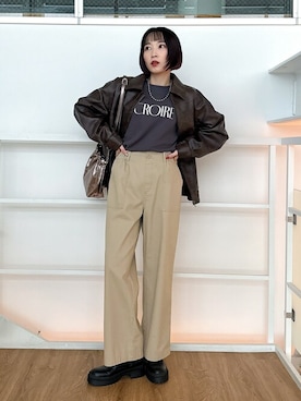 「シンプル・ベーシック」｜「アイテム（ブルゾン）」を使った、chikaさん（レディース・160cm）の秋コーディネート