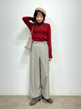 「秋冬」｜「アイテム（ハンチング/ベレー帽）」を使った、chikaさん（レディース・160cm）の秋コーディネート