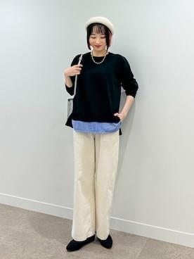 「秋冬」｜「アイテム（ハンチング/ベレー帽）」を使った、chikaさん（レディース・160cm）の秋コーディネート