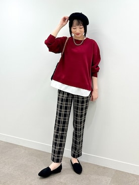 「秋冬」｜「アイテム（ハンチング/ベレー帽）」を使った、chikaさん（レディース・160cm）の秋コーディネート