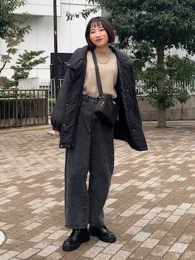 「秋冬」｜「アイテム（ブルゾン）」を使った、chikaさん（レディース・160cm）の冬コーディネート