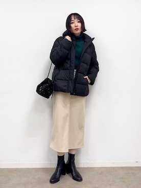 「シンプル・ベーシック」｜「アイテム（その他アウター）」を使った、chikaさん（レディース・160cm）の冬コーディネート