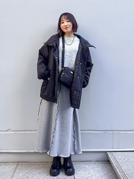 「秋冬」｜「アイテム（ブルゾン）」を使った、chikaさん（レディース・160cm）の冬コーディネート