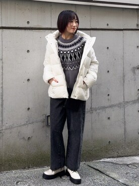 「秋冬」｜「アイテム（その他アウター）」を使った、chikaさん（レディース・160cm）の冬コーディネート