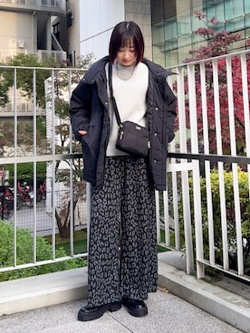 「秋冬」｜「アイテム（ブルゾン）」を使った、chikaさん（レディース・160cm）の冬コーディネート