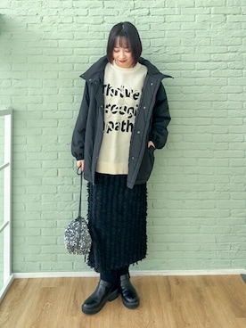 「秋冬」｜「アイテム（ブルゾン）」を使った、chikaさん（レディース・160cm）の冬コーディネート