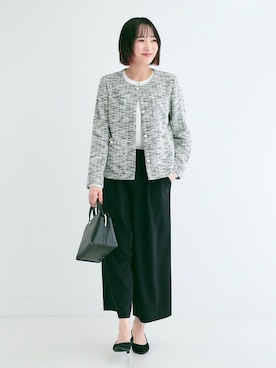 「シンプル・ベーシック」｜「アイテム（ノーカラージャケット）」を使った、chikaさん（レディース・160cm）の冬コーディネート
