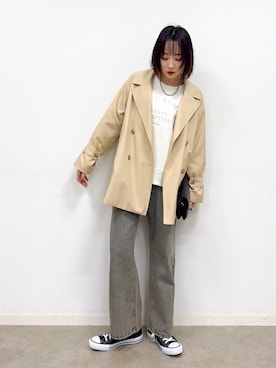 「シンプル・ベーシック」｜「アイテム（トレンチコート）」を使った、chikaさん（レディース・160cm）の冬コーディネート