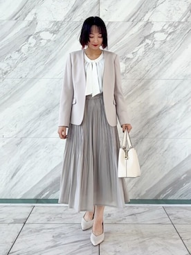 「SHOO・LA・RUE（シューラルー）のアイテム（ノーカラージャケット）」を使った、chikaさん（レディース・160cm）の冬コーディネート