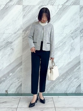 「SHOO・LA・RUE（シューラルー）のアイテム（ノーカラージャケット）」を使った、chikaさん（レディース・160cm）の冬コーディネート