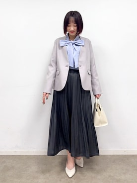 「DRESKIP（ドレスキップ）のアイテム（ノーカラージャケット）」を使った、chikaさん（レディース・160cm）の冬コーディネート