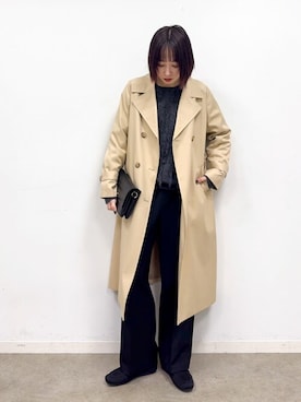 「DRESKIP（ドレスキップ）のアイテム（トレンチコート）」を使った、chikaさん（レディース・160cm）の冬コーディネート