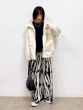 「シンプル・ベーシック」｜「アイテム（ブルゾン）」を使った、chikaさん（レディース・160cm）の春コーディネート