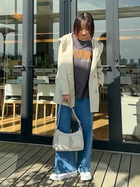 「春コート」｜「アイテム（ジャケット/アウター）」を使った、chikaさん（レディース・160cm）の春コーディネート