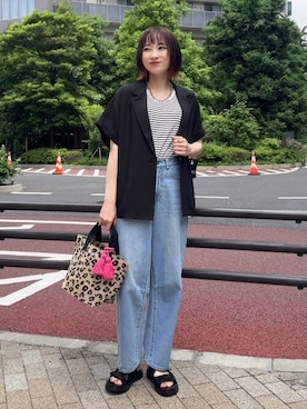 「シンプル・ベーシック」｜「アイテム（ジャケット/アウター）」を使った、chikaさん（レディース・160cm）の夏コーディネート