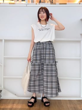 「UVケア」｜chikaさん（レディース・160cm）の夏コーディネート