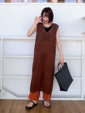 「Cutie Blonde（キューティーブロンド）のアイテム（タンクトップ）」を使った、chikaさん（レディース・160cm）の夏コーディネート