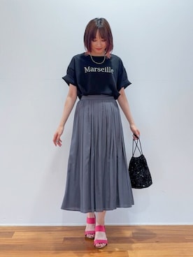 「アイテム（サンダル、ピンク系）」を使った、chikaさん（レディース・160cm）の夏コーディネート