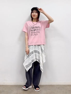 「Cutie Blonde（キューティーブロンド）のアイテム（タンクトップ）」を使った、chikaさん（レディース・160cm）の夏コーディネート