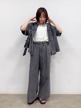 「骨格ウェーブ」｜「アイテム（デニムパンツ）」を使った、chikaさん（レディース・160cm）の夏コーディネート