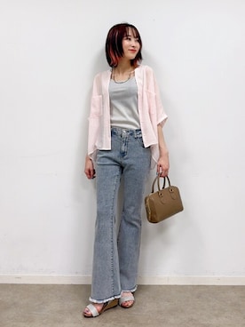 「アイテム（タンクトップ、シルバー系）」を使った、chikaさん（レディース・160cm）の夏コーディネート