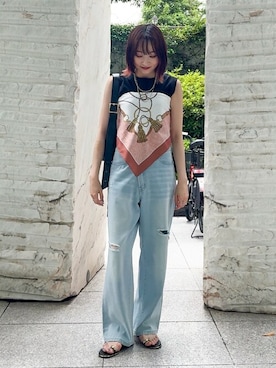 「アイテム（チュニック）」を使った、chikaさん（レディース・160cm）の夏コーディネート