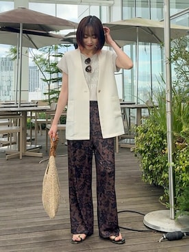 「骨格ウェーブ」｜「アイテム（ベスト）」を使った、chikaさん（レディース・160cm）の夏コーディネート