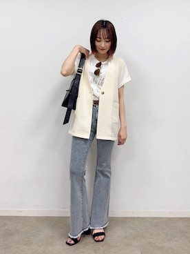 「アイテム（ベスト）」を使った、chikaさん（レディース・160cm）の夏コーディネート