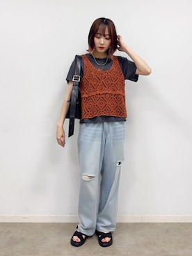 「Cutie Blonde（キューティーブロンド）のアイテム（デニムパンツ）」を使った、chikaさん（レディース・160cm）の夏コーディネート
