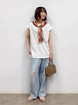 「Cutie Blonde（キューティーブロンド）のアイテム（デニムパンツ）」を使った、chikaさん（レディース・160cm）の夏コーディネート