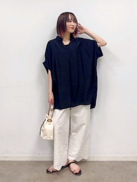 「アイテム（チュニック）」を使った、chikaさん（レディース・160cm）の夏コーディネート