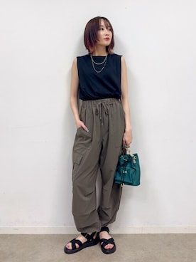 「アイテム（チュニック）」を使った、chikaさん（レディース・160cm）の夏コーディネート