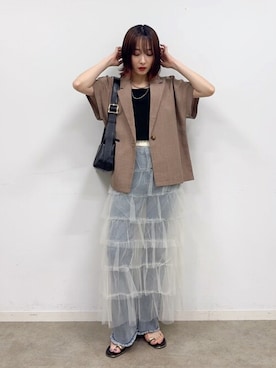 「Cutie Blonde（キューティーブロンド）のアイテム（デニムパンツ）」を使った、chikaさん（レディース・160cm）の夏コーディネート