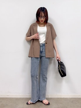 「アイテム（テーラードジャケット）」を使った、chikaさん（レディース・160cm）の夏コーディネート
