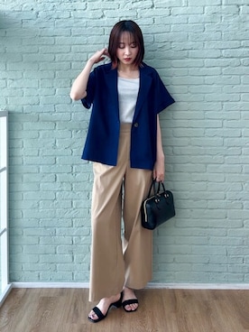 「DRESKIP（ドレスキップ）の【S-LL】デコルテラインをきれいに魅せる ラメテレコタンクトップ（タンクトップ）」を使った、chikaさん（レディース・160cm）の夏コーディネート