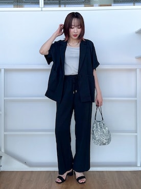 「DRESKIP（ドレスキップ）の【S-LL】デコルテラインをきれいに魅せる ラメテレコタンクトップ（タンクトップ）」を使った、chikaさん（レディース・160cm）の夏コーディネート