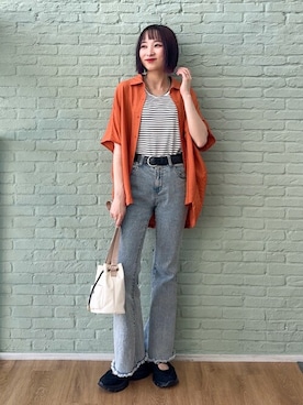 「Cutie Blonde（キューティーブロンド）のアイテム（デニムパンツ）」を使った、chikaさん（レディース・160cm）の夏コーディネート