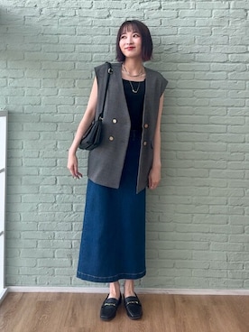 「SHOO・LA・RUE（シューラルー）の【軽量】ふわっと軽いフラップショルダーバッグ（ショルダーバッグ）」を使った、chikaさん（レディース・160cm）の夏コーディネート