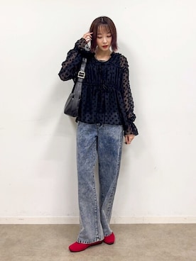 「Cutie Blonde（キューティーブロンド）のアイテム（デニムパンツ）」を使った、chikaさん（レディース・160cm）の秋コーディネート