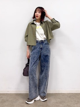 「Cutie Blonde（キューティーブロンド）のアイテム（デニムパンツ）」を使った、chikaさん（レディース・160cm）の秋コーディネート