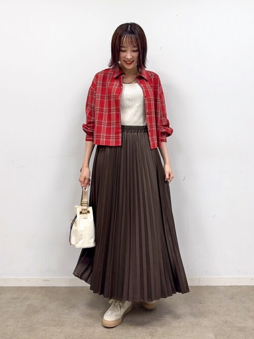 SHOO�ELA�ERUEchika����̃V���c/�u���E�X�u�y����I�ׂ�z�I�[�o�[�T�C�Y�̃`�F�b�N�V���c�iCutie Blonde�b�L���[�e�B�[�u�����h�j�v���g�����R�[�f�B�l�[�g