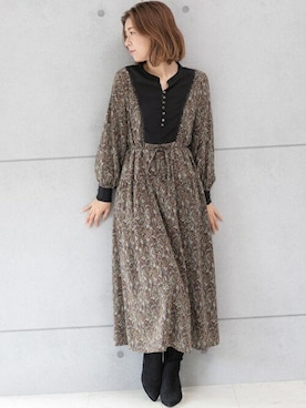 「花柄プリント」｜PREFERIR_webさん（レディース・160cm）の秋コーディネート
