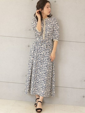 「小花柄ワンピース」｜「アイテム（シャツワンピース）」を使った、PREFERIR_webさん（レディース・160cm）の冬コーディネート
