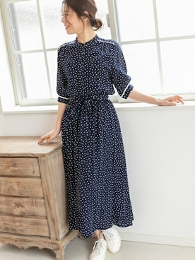 「ドットワンピ」｜「アイテム（シャツワンピース）」を使った、PREFERIR_webさん（レディース・160cm）の春コーディネート