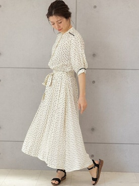 「ドットワンピ」｜「アイテム（シャツワンピース）」を使った、PREFERIR_webさん（レディース・160cm）の春コーディネート