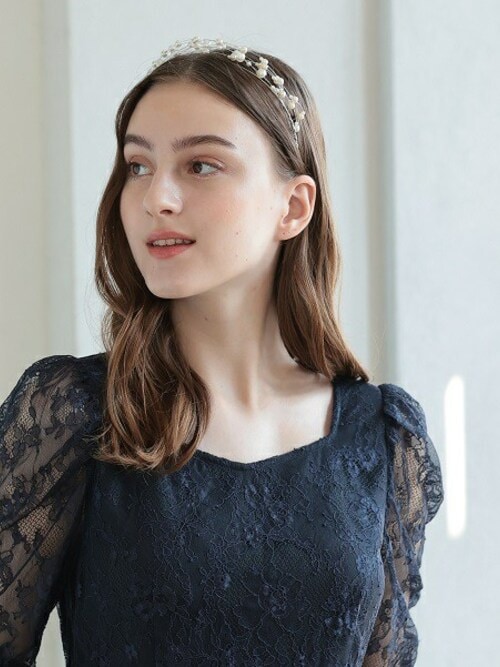 プリンセス 結婚式 パールヘッドドレス（ヘアアクセサリー
