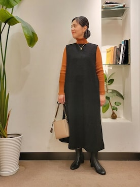 「リブタートルネック」｜emiinamiiさん（レディース・164cm）の冬コーディネート